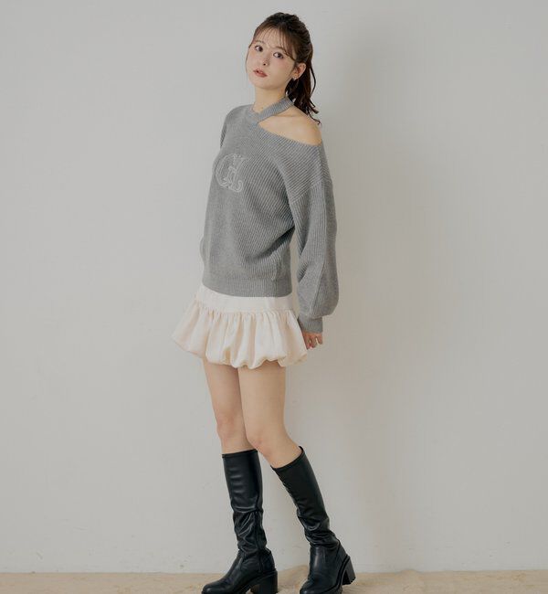 「肩スリットオフショルニット」|ニット・セーター|