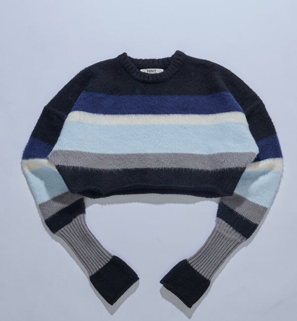  「【HiNT/ヒント】ボーダー袖リブニット」|ニット・セーター|