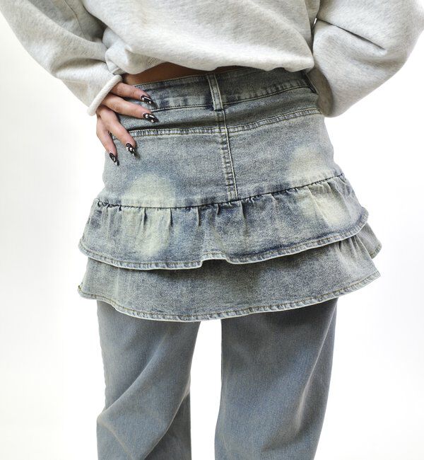  「【EC限定】デニムミニフリルミニスカート」|スカート|