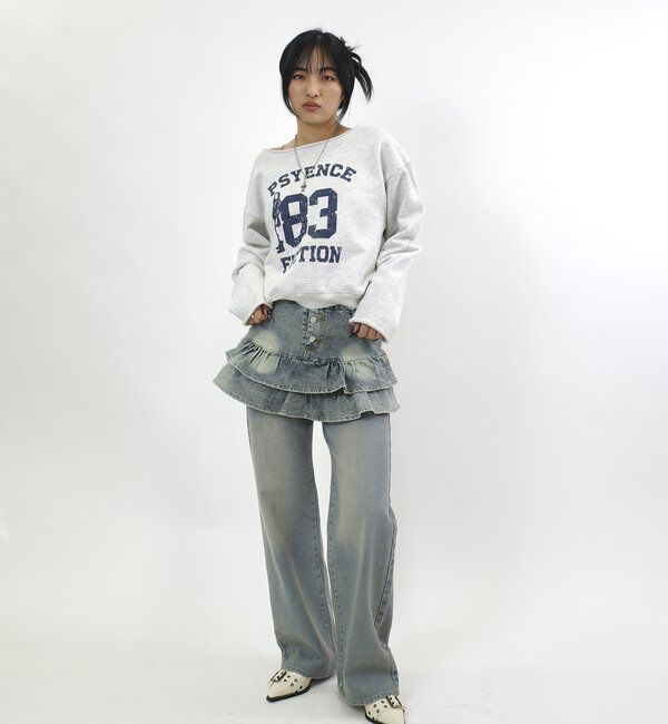  「【EC限定】デニムミニフリルミニスカート」|スカート|