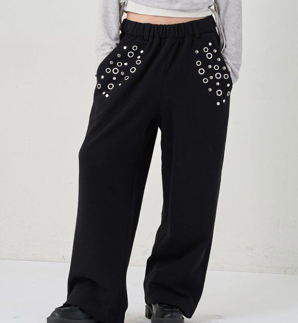  「EYELET SWEAT PANT/アイレットスウェットパンツ」|チノ|ブラック