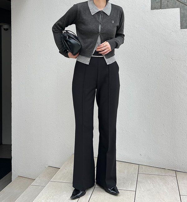  「【低身長サイズあり】ピンタックフレアパンツ」|チノ|