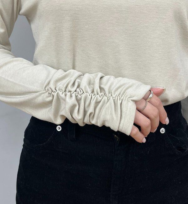  「ハイネック袖ギャザーロンT」|Tシャツ・カットソー|