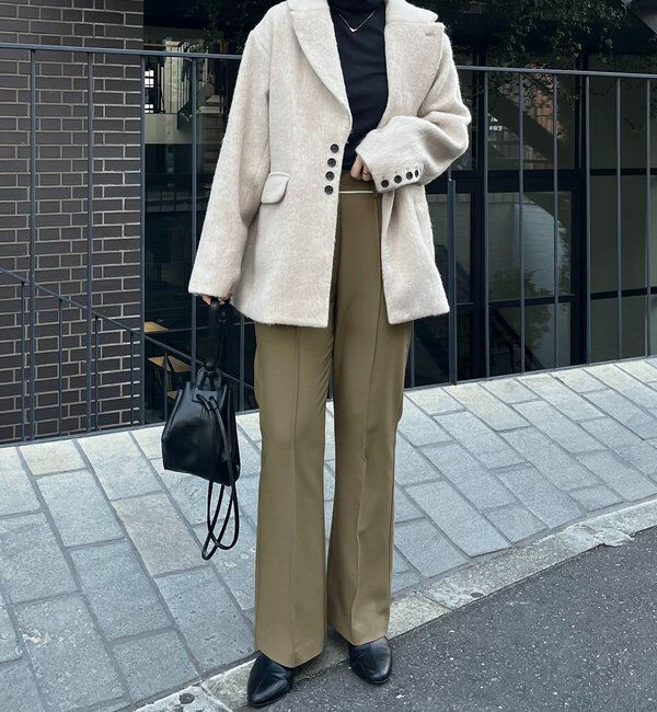  「ハイネック袖ギャザーロンT」|Tシャツ・カットソー|