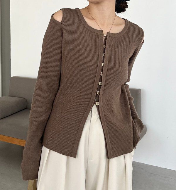  「肩開きセッパボタンカーディガン」|カーディガン|