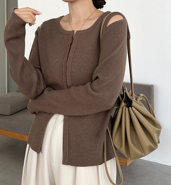  「肩開きセッパボタンカーディガン」|カーディガン|