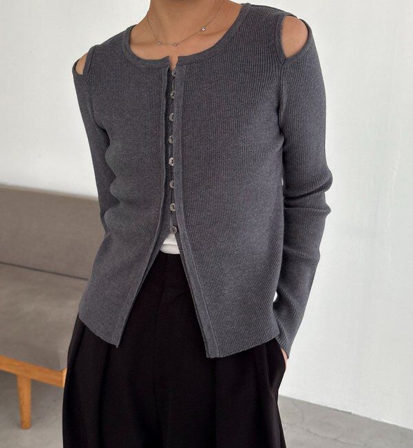  「肩開きセッパボタンカーディガン」|カーディガン|