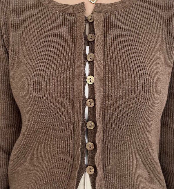  「肩開きセッパボタンカーディガン」|カーディガン|