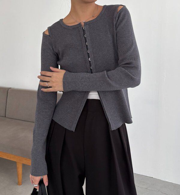  「肩開きセッパボタンカーディガン」|カーディガン|