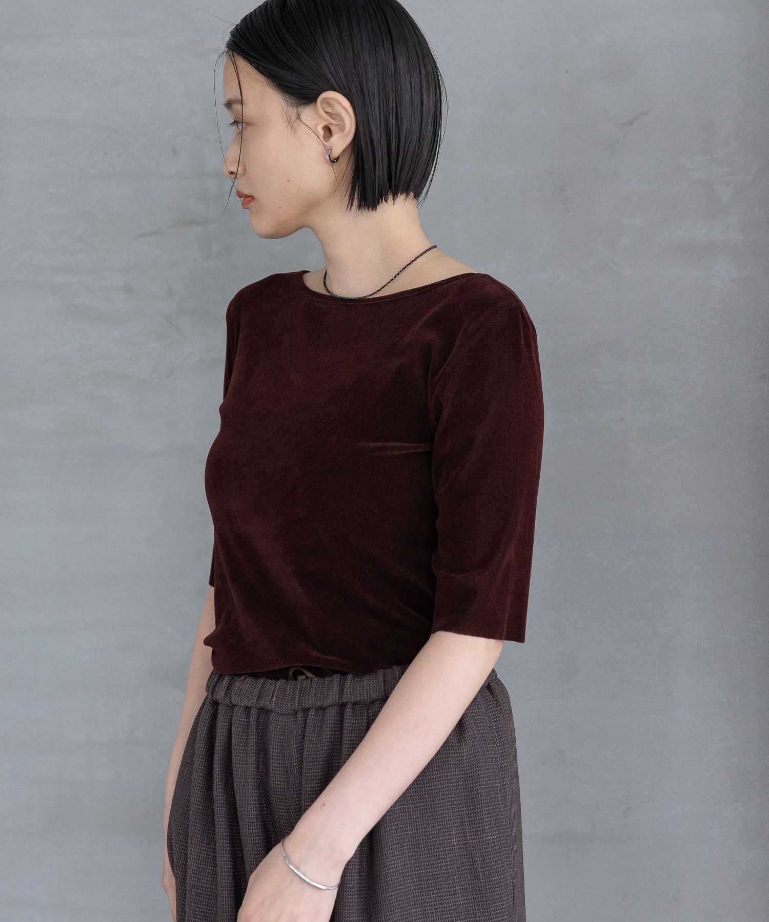 A part by 「ベロアプルオーバー_5分袖」|Tシャツ・カットソー|