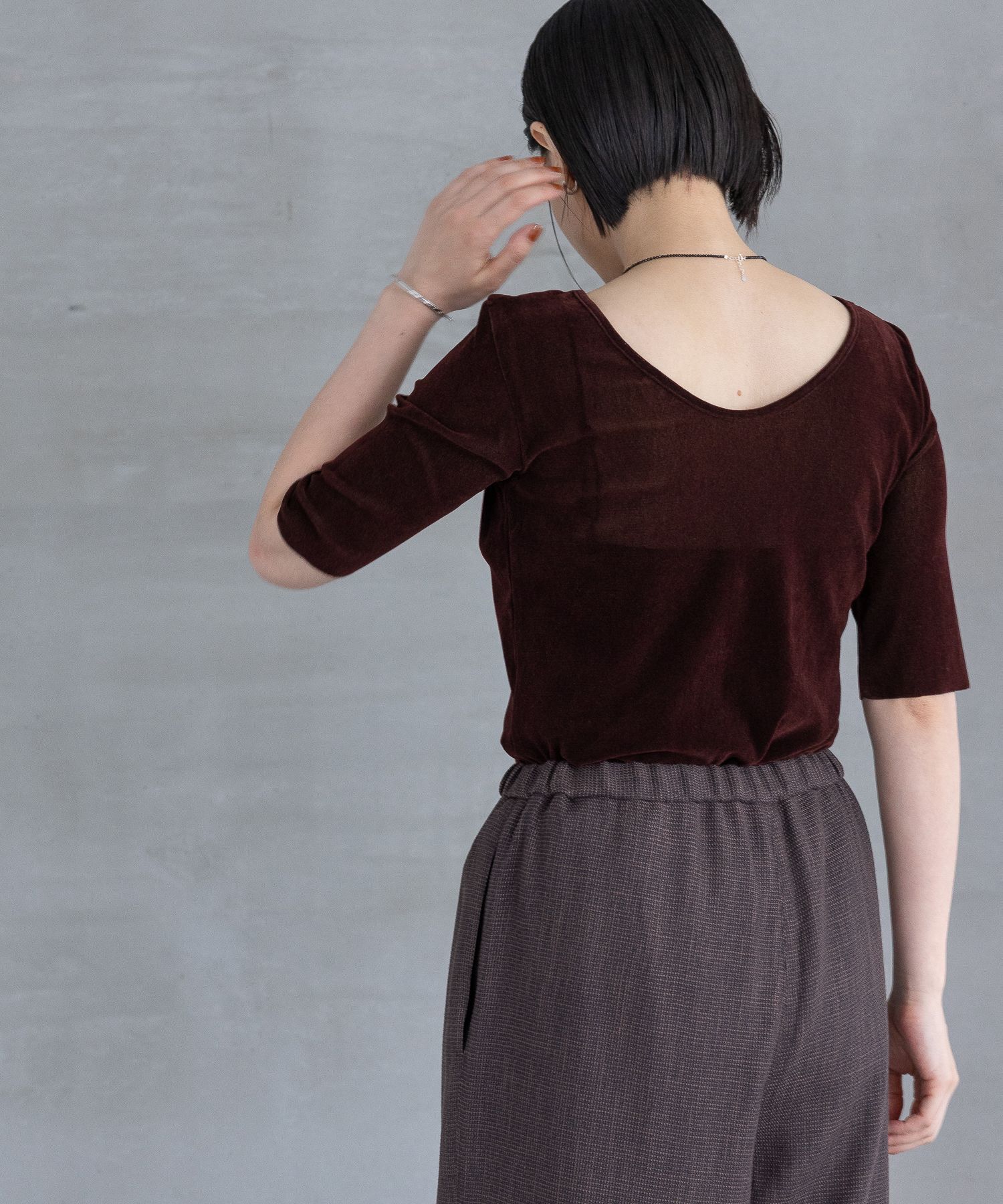 A part by 「ベロアプルオーバー_5分袖」|Tシャツ・カットソー|