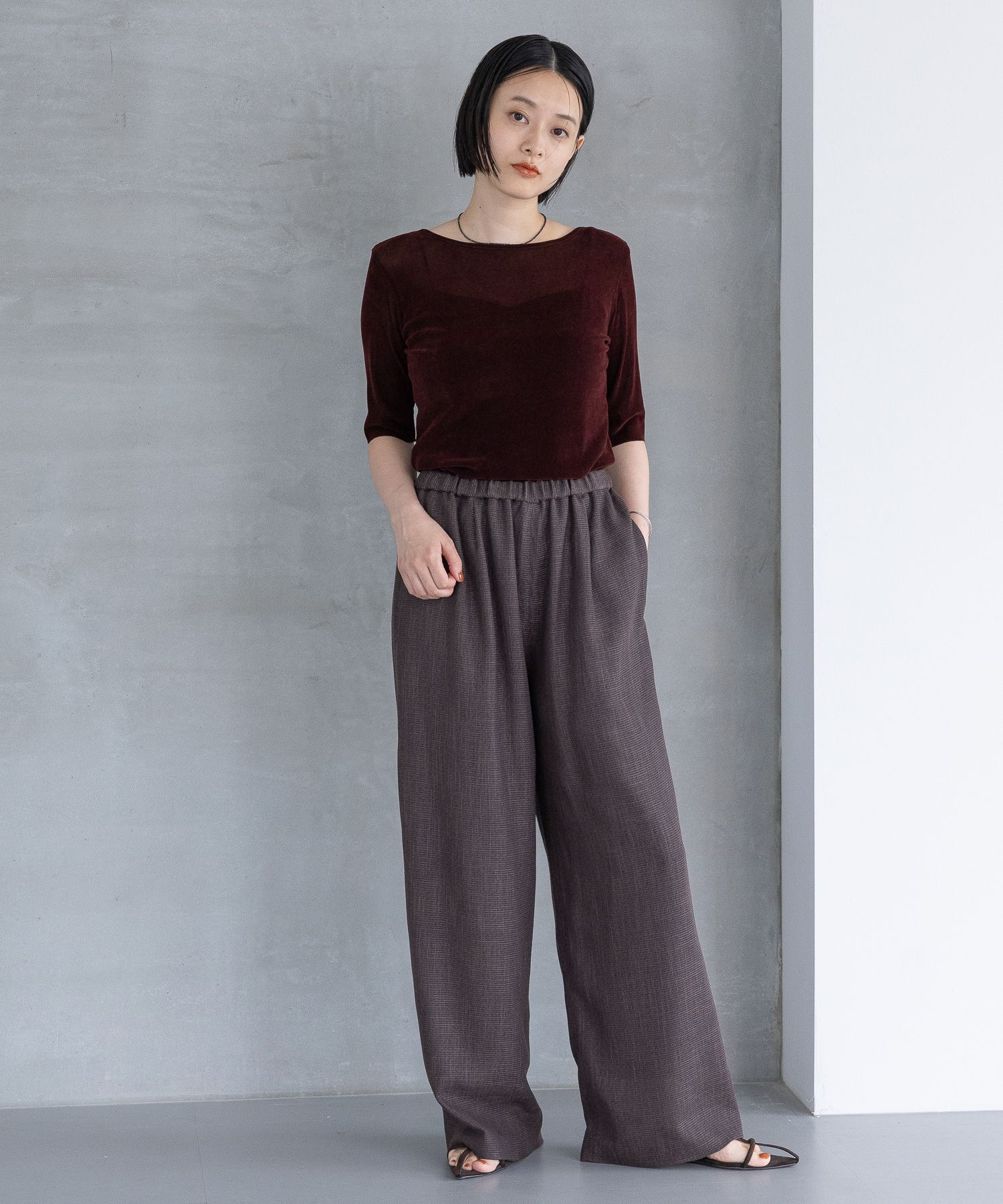 A part by 「ベロアプルオーバー_5分袖」|Tシャツ・カットソー|