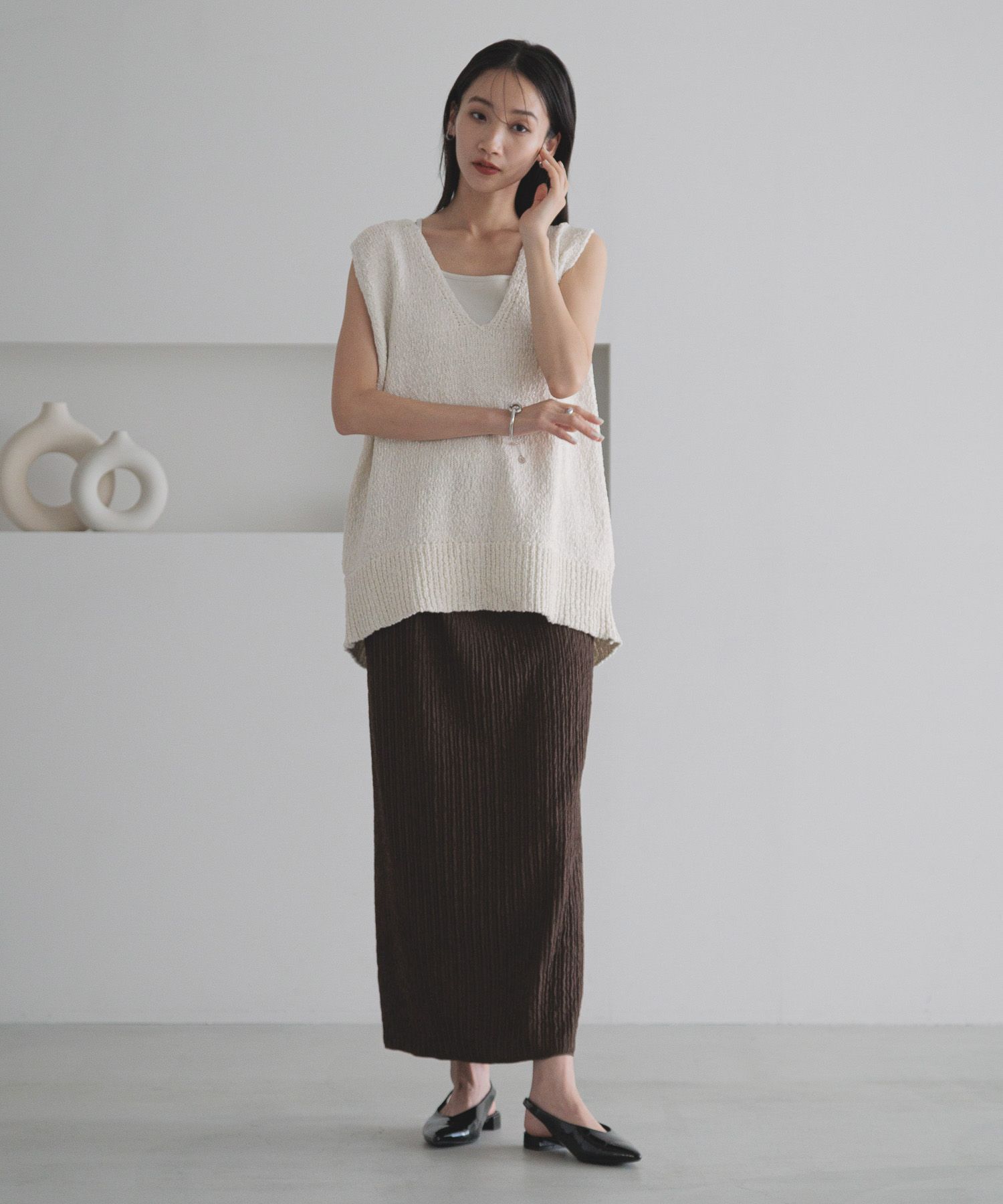 LOWRYS FARM「ジャガードプリーツスカート」|スカート|