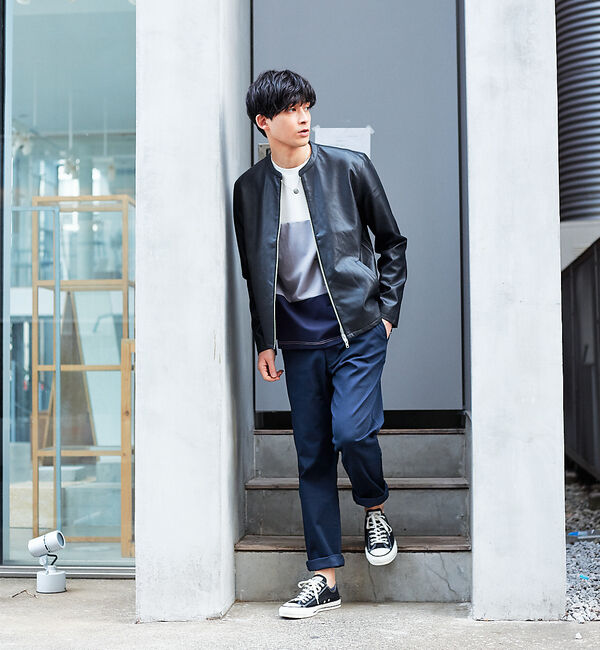 ABAHOUSE「【定番】ネオレザー シングル ライダース」|ライダースジャケット|