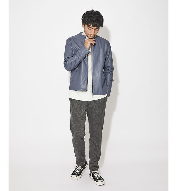 ABAHOUSE「【定番】ネオレザー シングル ライダース」|ライダースジャケット|