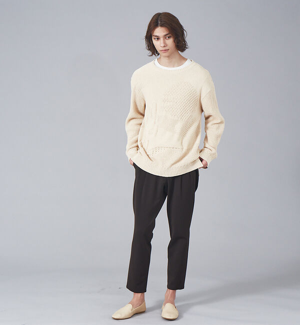 ABAHOUSE「サボテン柄 クルーネック ペーパーニット」|ニット・セーター|