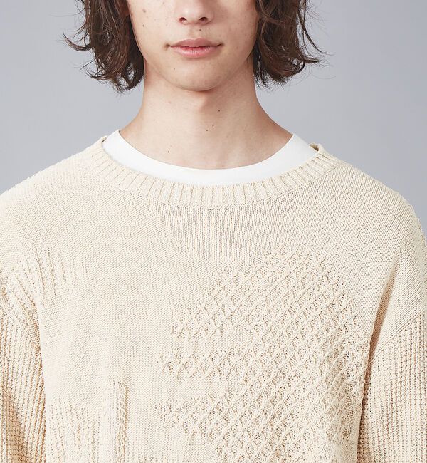 ABAHOUSE「サボテン柄 クルーネック ペーパーニット」|ニット・セーター|