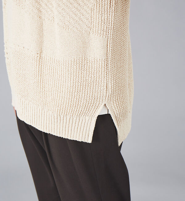 ABAHOUSE「サボテン柄 クルーネック ペーパーニット」|ニット・セーター|