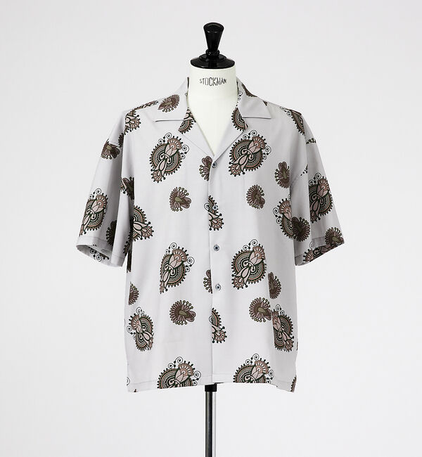 ABAHOUSE「【WEB限定】スラブポリグラフィックシャツ/ スプラッシュドット柄/ペーズリー柄」|シャツ・ブラウス|グレー系その他1