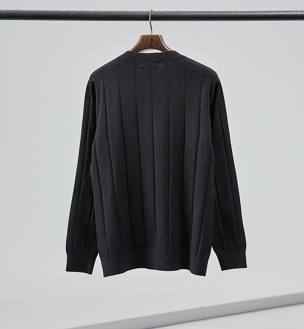 ABAHOUSE「【カシミアタッチ】シャドーストライプ クルーネック ニット」|ニット・セーター|