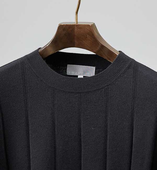 ABAHOUSE「【カシミアタッチ】シャドーストライプ クルーネック ニット」|ニット・セーター|