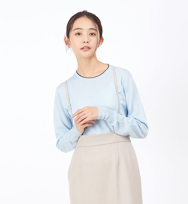 Rouge vif「カラーラインハイゲージニット」|ニット・セーター|サックスブルー