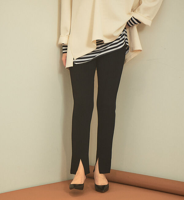 Rouge vif「フロントスリットウエストゴムパンツ」|その他|ブラック