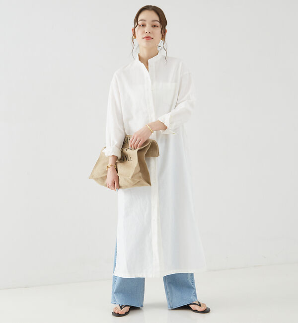 Rouge vif「麻混長袖シャツワンピース」|ワンピース|