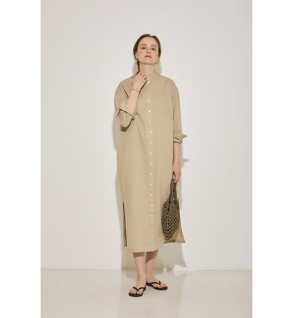 Rouge vif「麻混長袖シャツワンピース」|ワンピース|