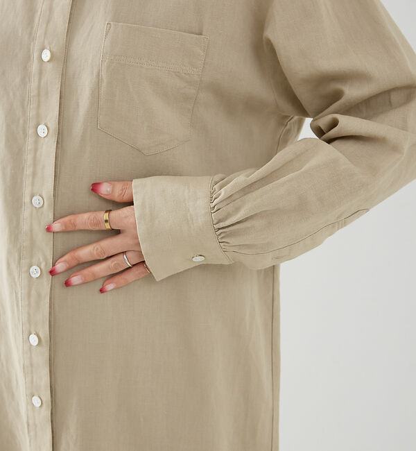 Rouge vif「麻混長袖シャツワンピース」|ワンピース|