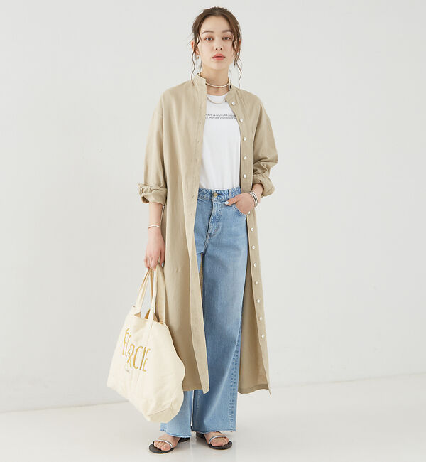 Rouge vif「麻混長袖シャツワンピース」|ワンピース|