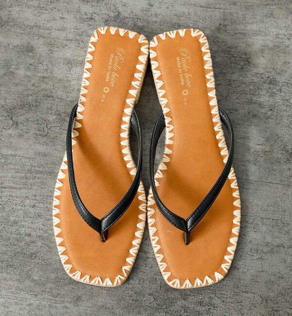 Rouge vif「【PAOLO BOVE / パオロ ボーヴ】ヒール トングサンダル / ラフィア」|サンダル|