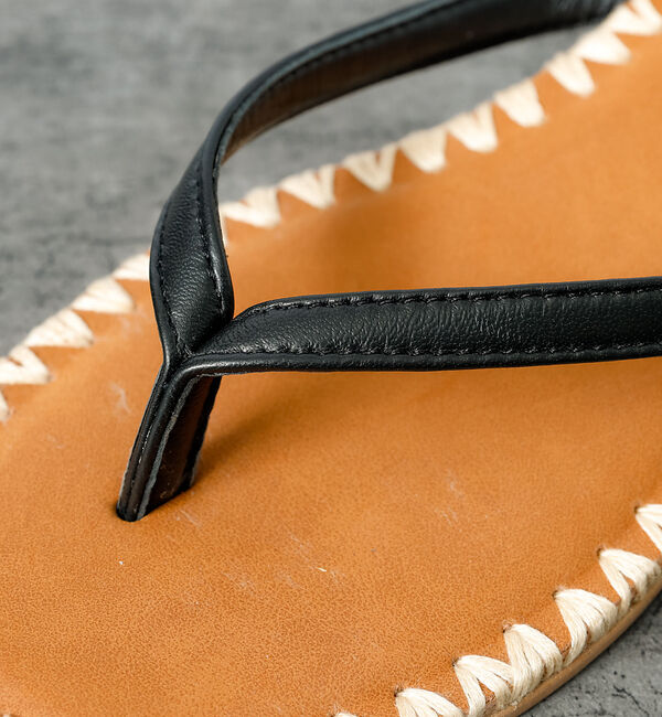 Rouge vif「【PAOLO BOVE / パオロ ボーヴ】ヒール トングサンダル / ラフィア」|サンダル|