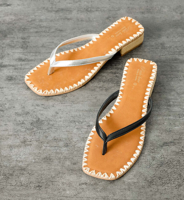 Rouge vif「【PAOLO BOVE / パオロ ボーヴ】ヒール トングサンダル / ラフィア」|サンダル|