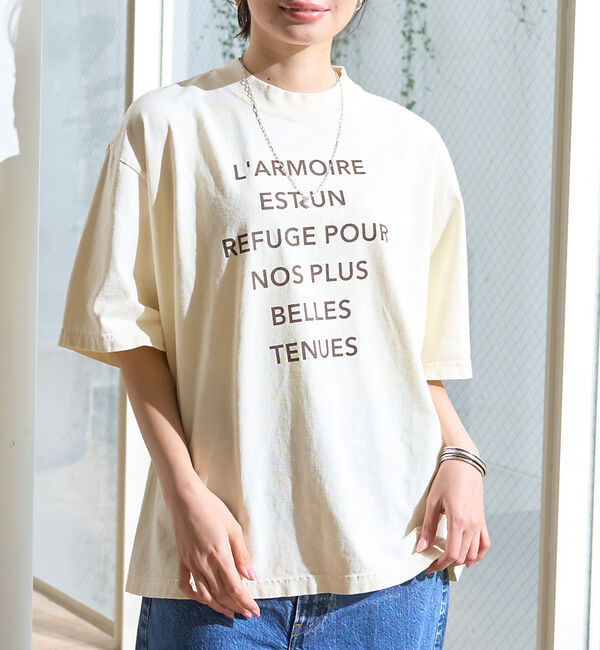 Rouge vif「ピグメントヴィンテージライクロゴBIG Tシャツ」|Tシャツ・カットソー|クリーム