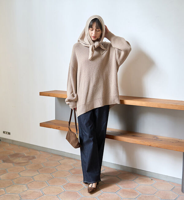 Rouge vif「【ストールセット】ポケット付片畦ニットプルオーバー」|ニット・セーター|