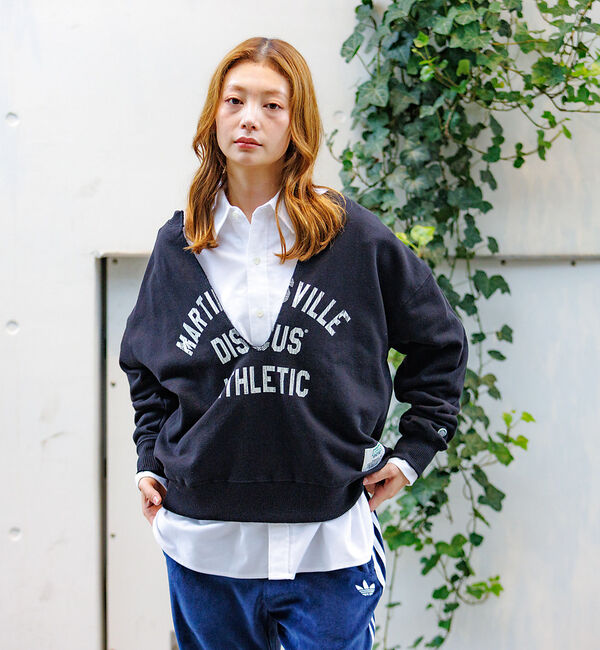 Rouge vif「【DISCUS/ディスカス】裏毛スキッパーUネックスウェット/トップス/スウェッ」|スウェット・ジャージ|