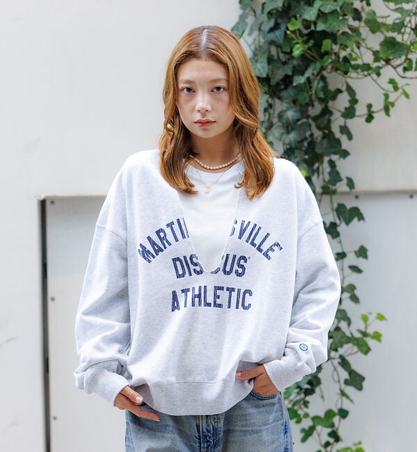 Rouge vif「【DISCUS/ディスカス】裏毛スキッパーUネックスウェット/トップス/スウェッ」|スウェット・ジャージ|