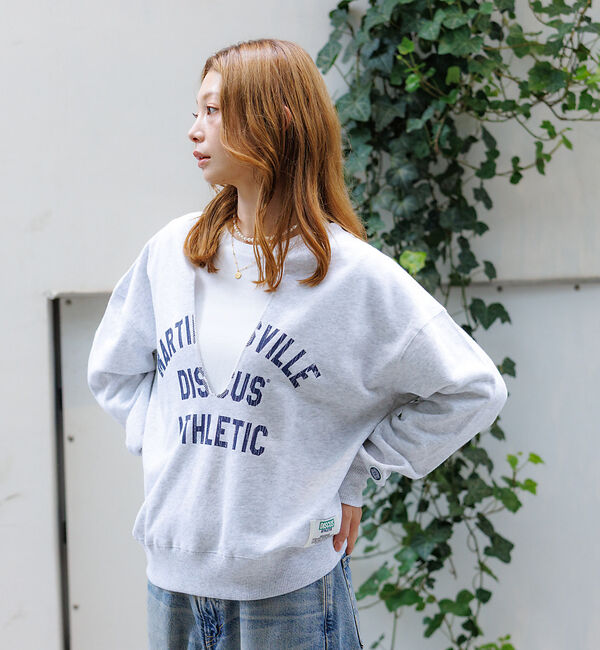 Rouge vif「【DISCUS/ディスカス】裏毛スキッパーUネックスウェット/トップス/スウェッ」|スウェット・ジャージ|