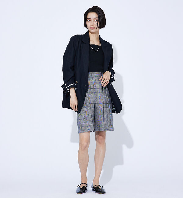 qualite「【セットアップ対応】リネングレンチェックショートパンツ」|その他|