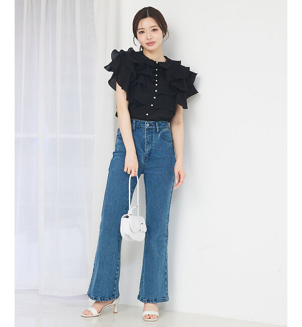 SELFIST「ラッフルフリルパールボタンブラウス」|シャツ・ブラウス|