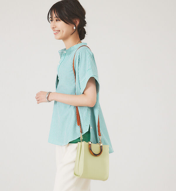 abahouse mavie「ブロードフレンチスリーブシャツ」|シャツ・ブラウス|グリーン