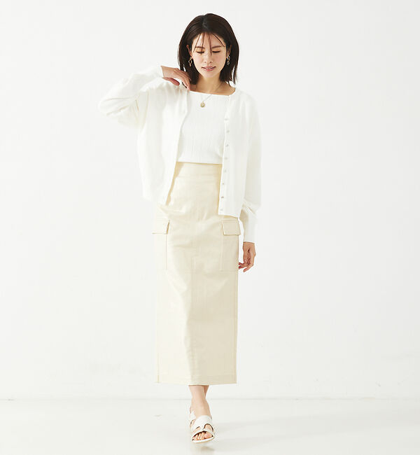 abahouse mavie「【アンサンブル対応】麻タッチキーネック2WAYカーデ」|カーディガン|