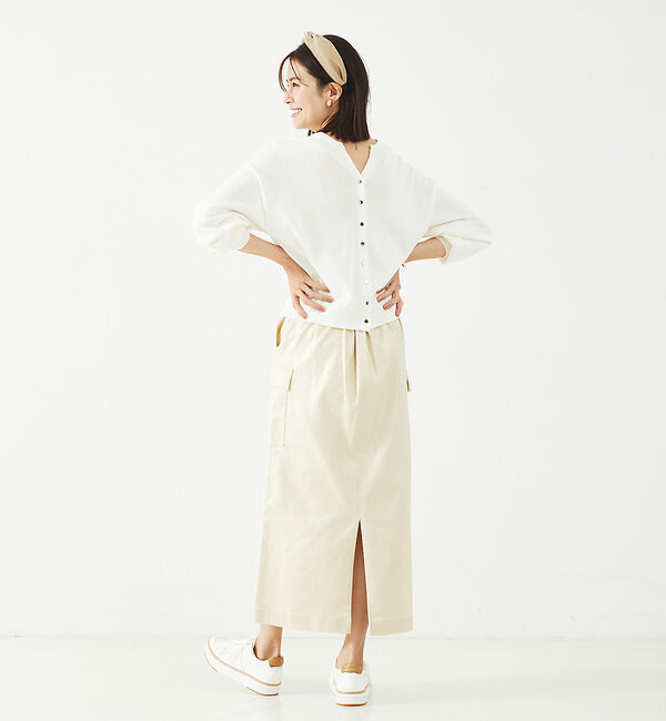 abahouse mavie「【アンサンブル対応】麻タッチキーネック2WAYカーデ」|カーディガン|