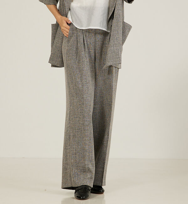 abahouse mavie「【大人気半袖ジャケットにセットアップ対応！】リネンライクタックワイドパンツ/WE」|その他|