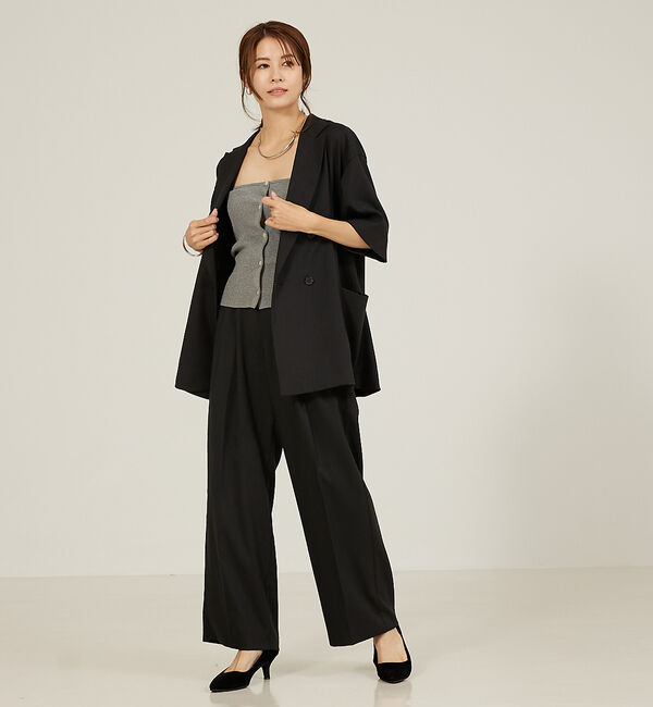 abahouse mavie「【大人気半袖ジャケットにセットアップ対応！】リネンライクタックワイドパンツ/WE」|その他|