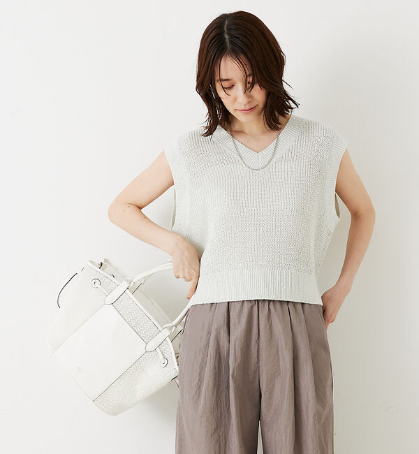 abahouse mavie「片畦ノースリーブ2WAYニット」|ニット・セーター|ホワイト