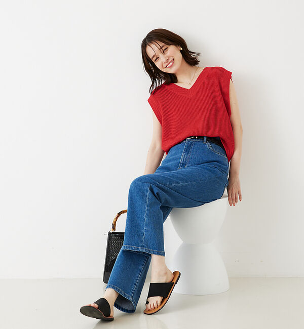 abahouse mavie「片畦ノースリーブ2WAYニット」|ニット・セーター|
