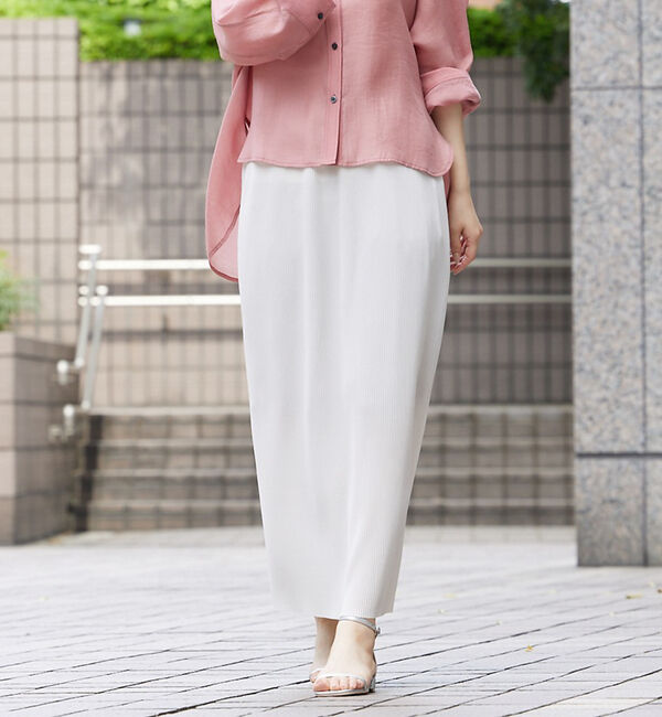 abahouse mavie「クリスタルプリーツナロースカート」|スカート|アイボリー