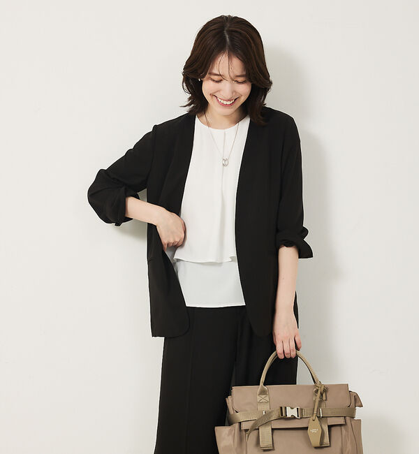 abahouse mavie「【エニデイカセット・サマー】 ジョーゼットノーカラージャケット」|ノーカラージャケット|